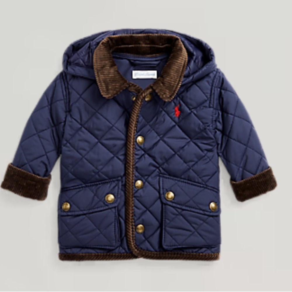 NWT Polo by Ralph Lauren Blue and Brown Quilted Puffer Jacket